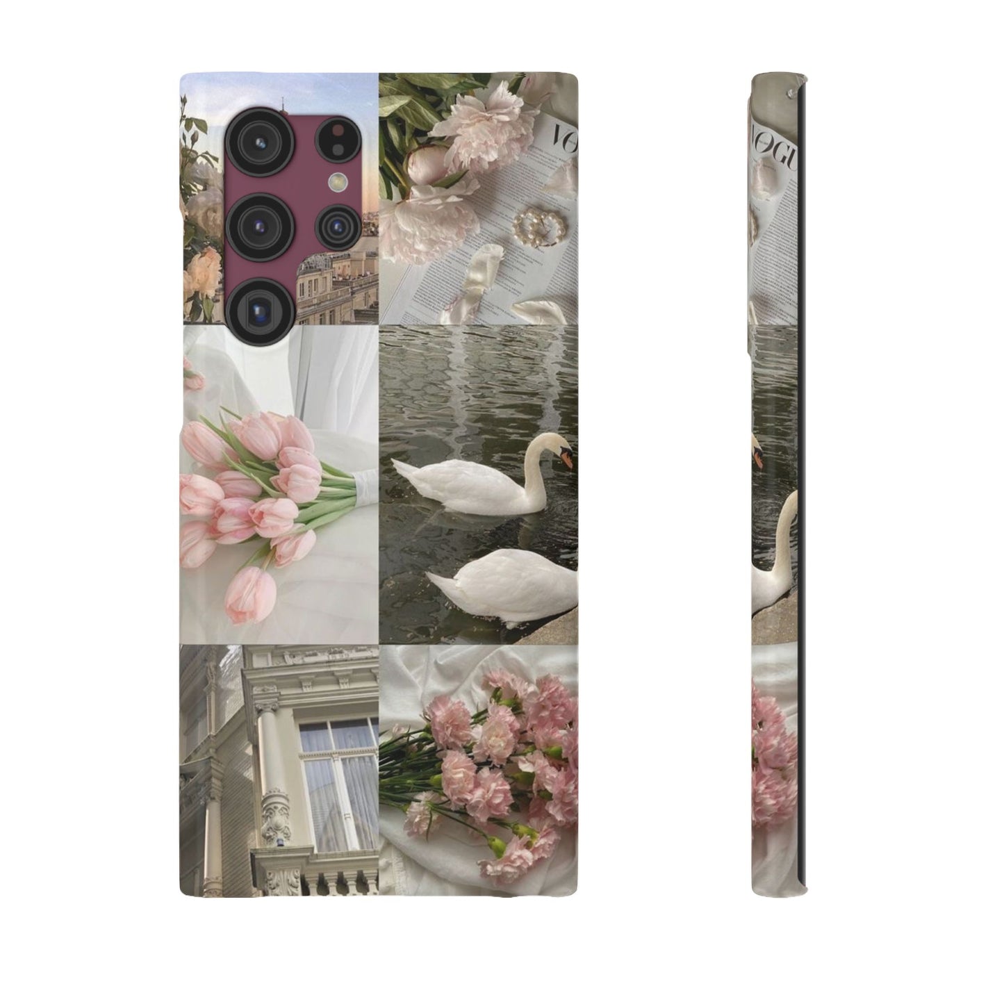 Elegant Floral Slim Phone Case - Chic Design with Swans and Blooms