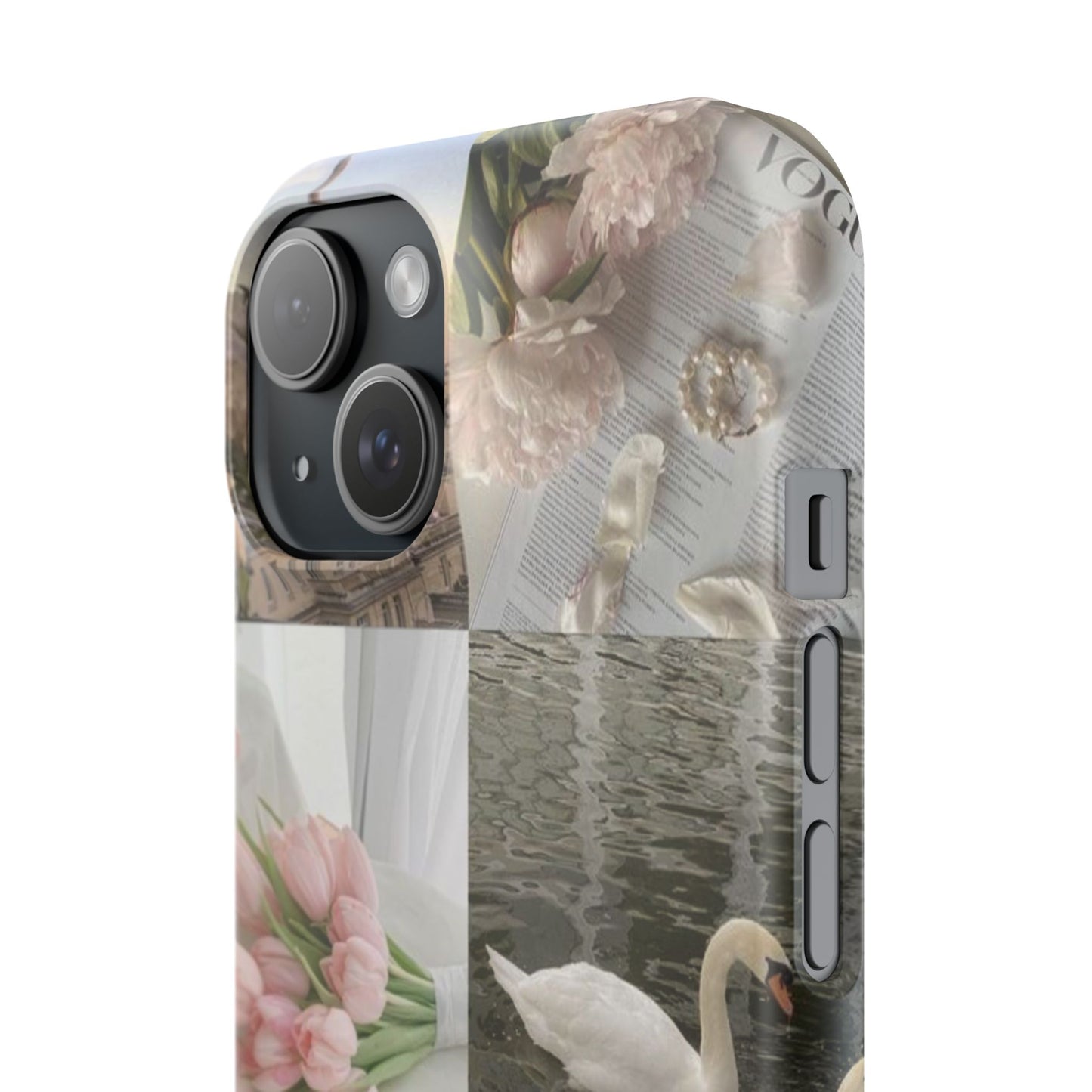 Elegant Floral Slim Phone Case - Chic Design with Swans and Blooms