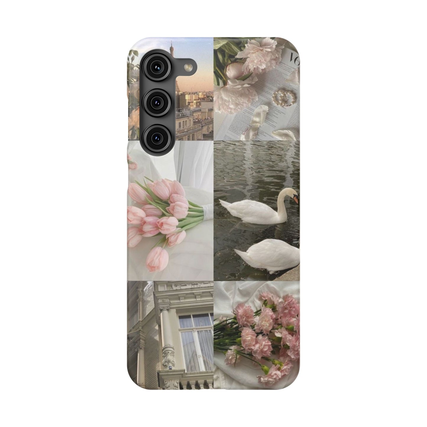 Elegant Floral Slim Phone Case - Chic Design with Swans and Blooms