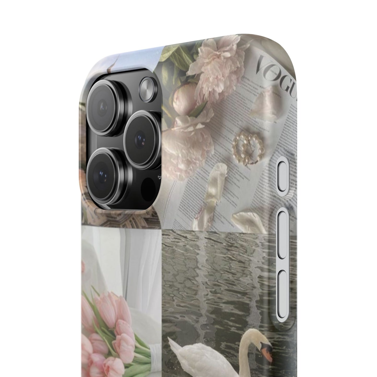 Elegant Floral Slim Phone Case - Chic Design with Swans and Blooms