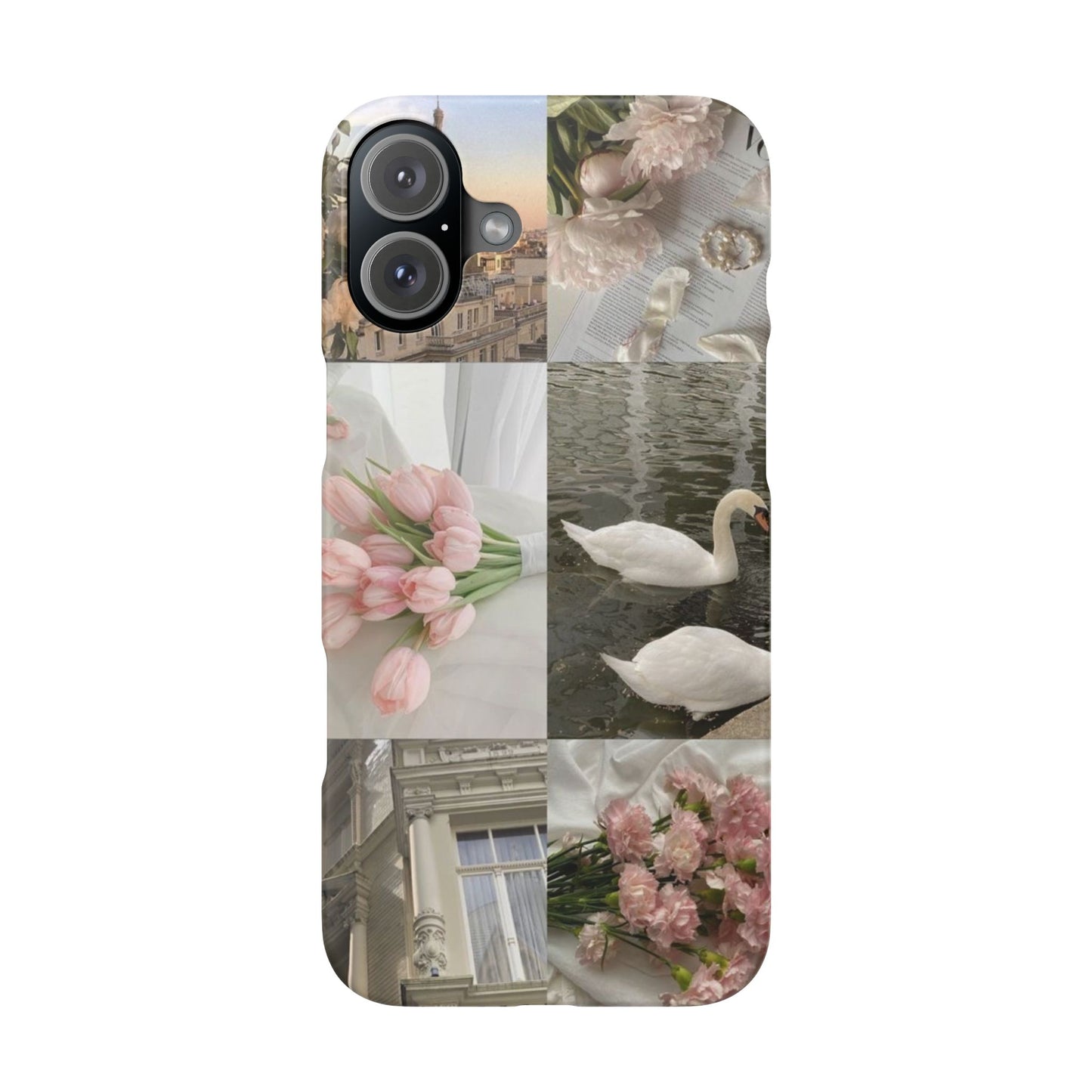 Elegant Floral Slim Phone Case - Chic Design with Swans and Blooms