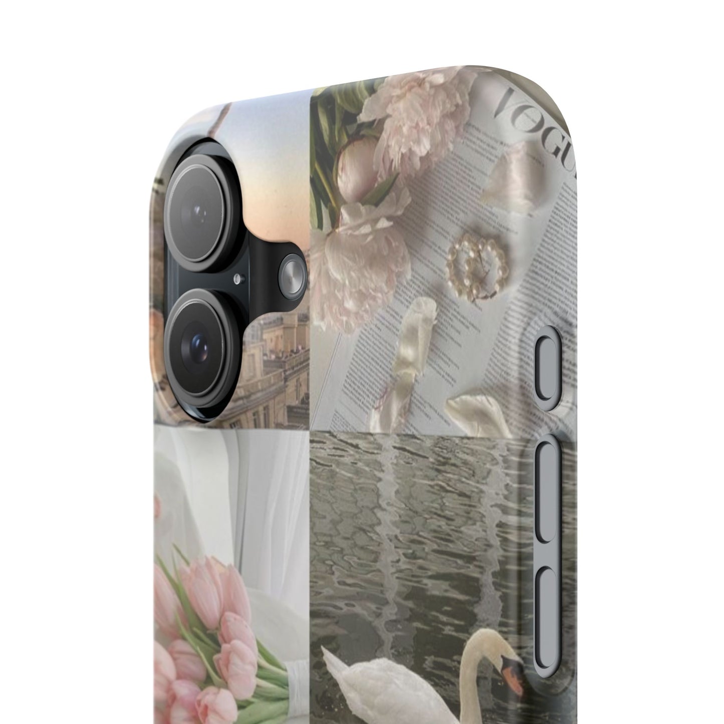 Elegant Floral Slim Phone Case - Chic Design with Swans and Blooms