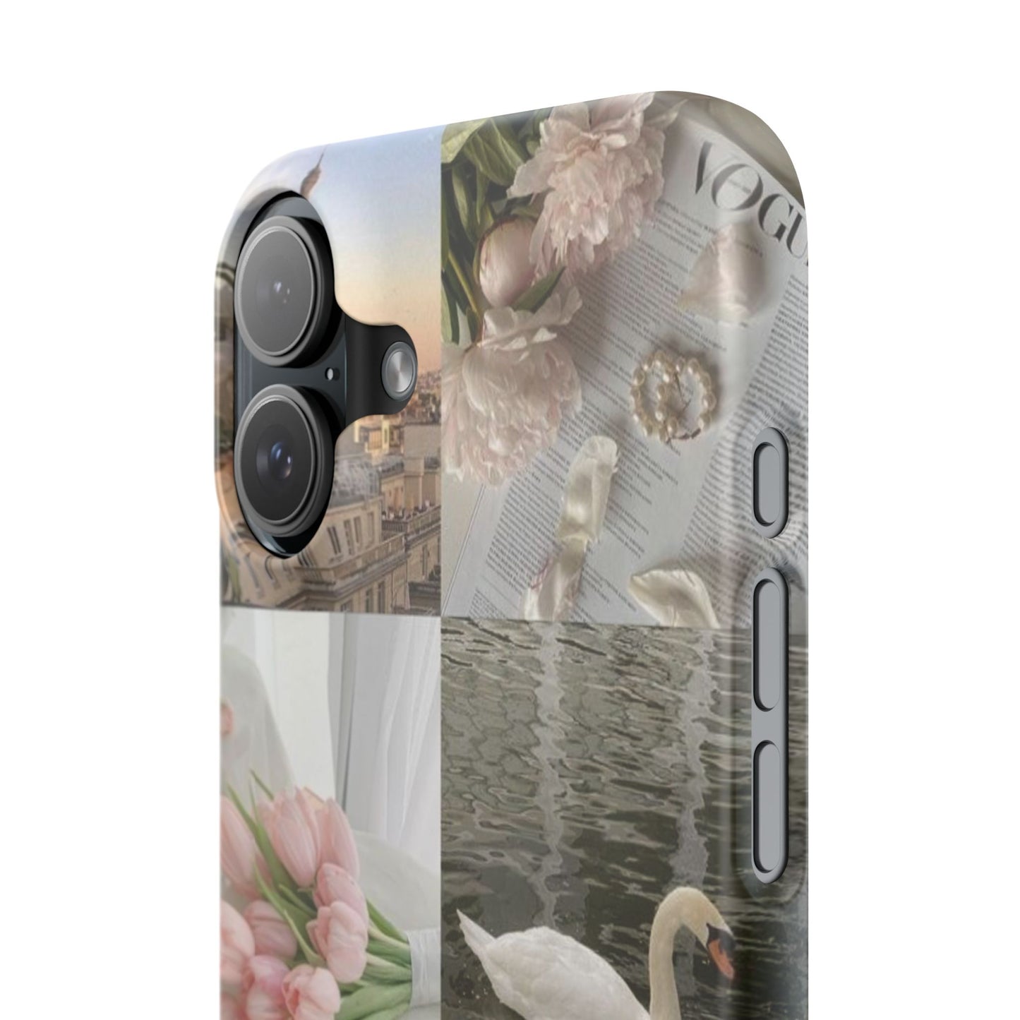 Elegant Floral Slim Phone Case - Chic Design with Swans and Blooms