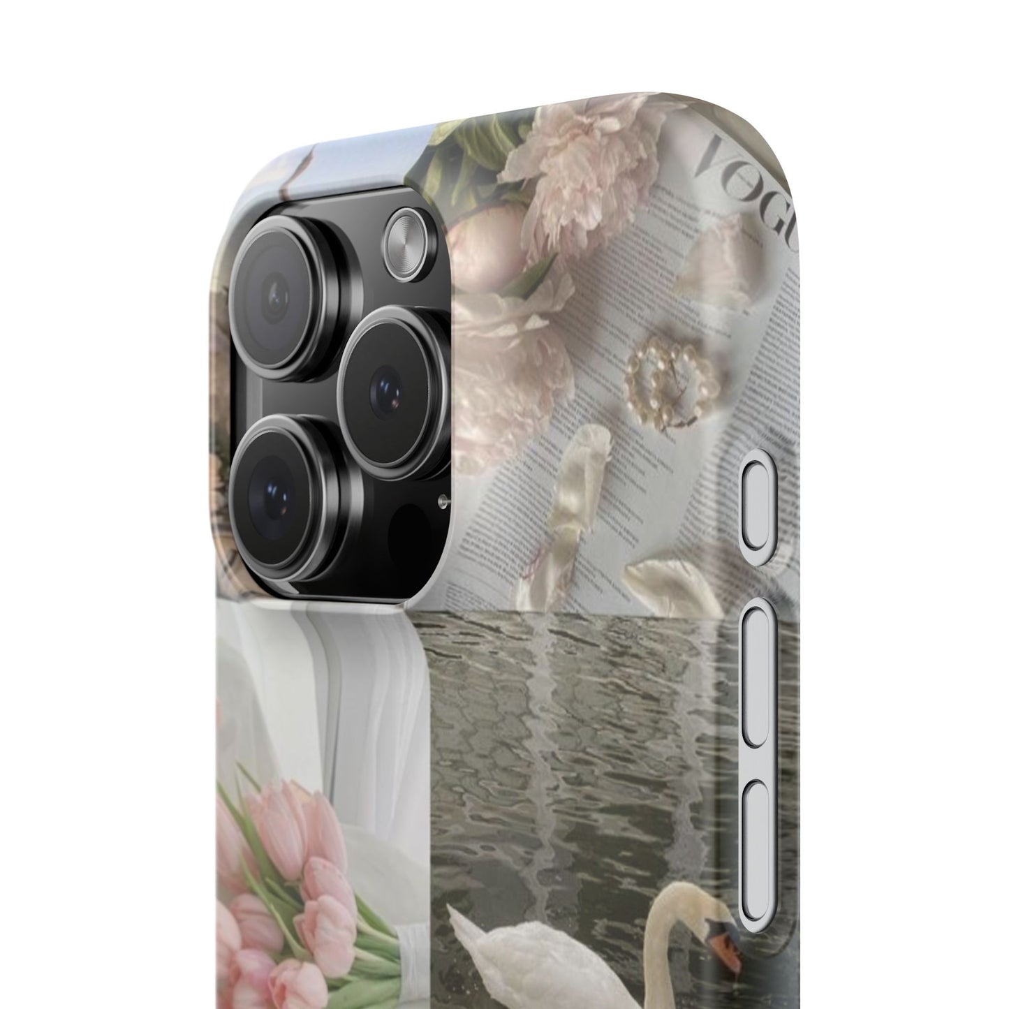 Elegant Floral Slim Phone Case - Chic Design with Swans and Blooms