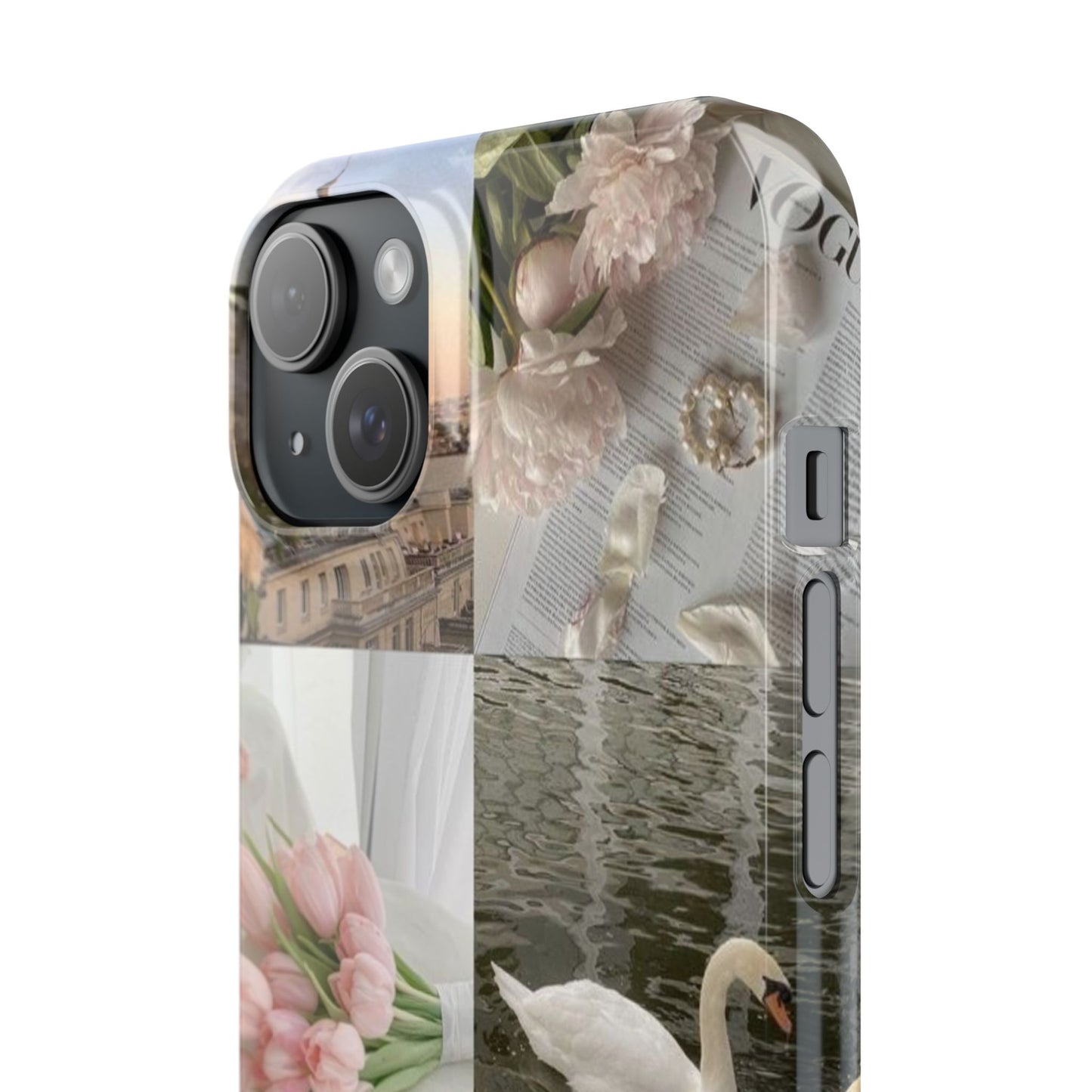 Elegant Floral Slim Phone Case - Chic Design with Swans and Blooms