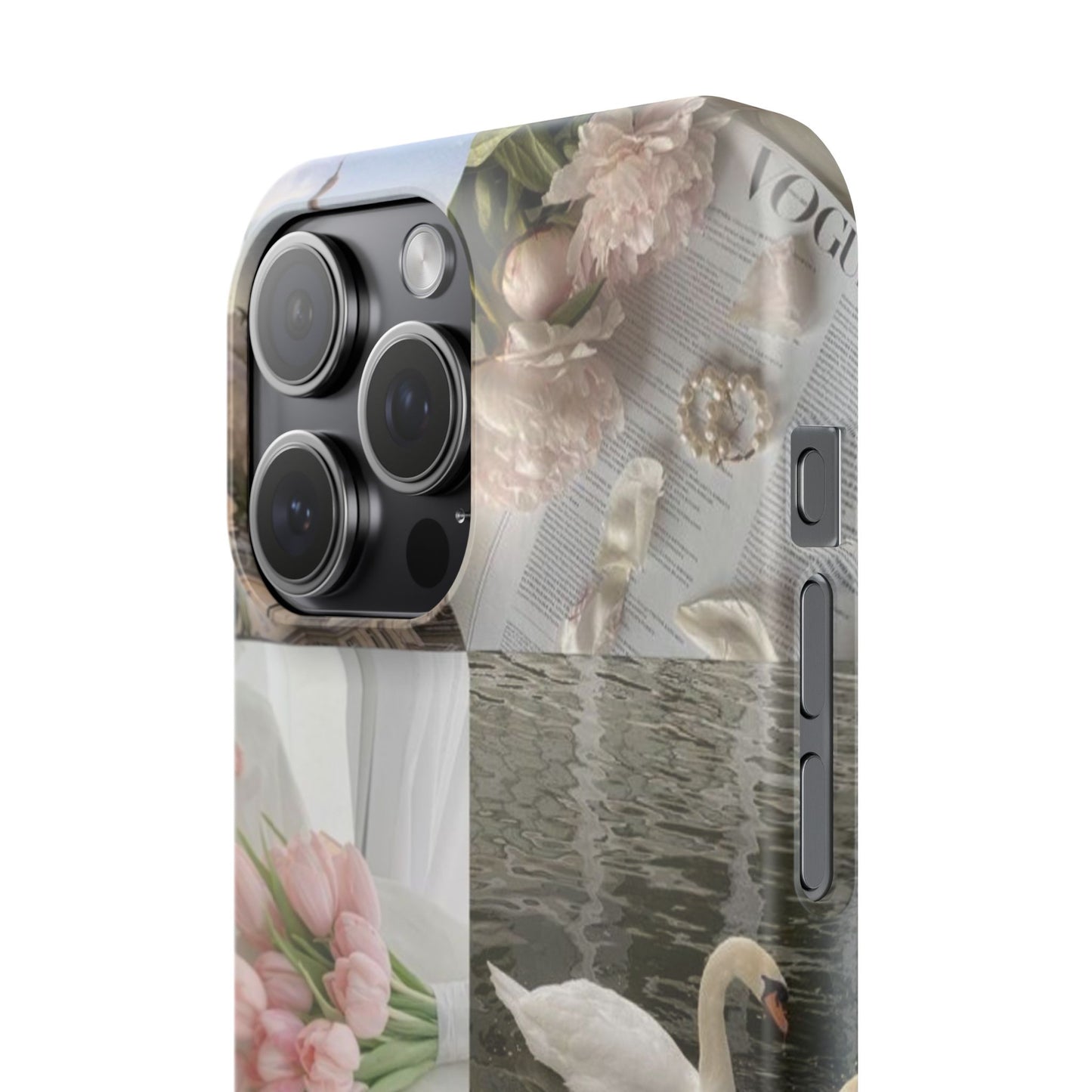 Elegant Floral Slim Phone Case - Chic Design with Swans and Blooms