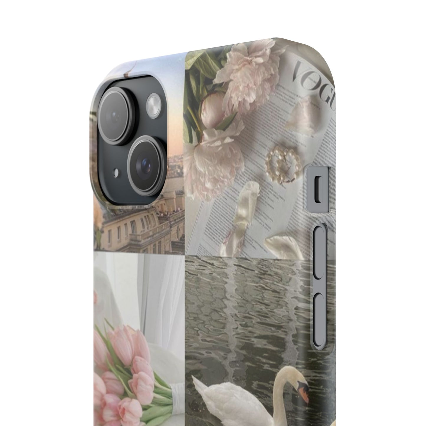 Elegant Floral Slim Phone Case - Chic Design with Swans and Blooms