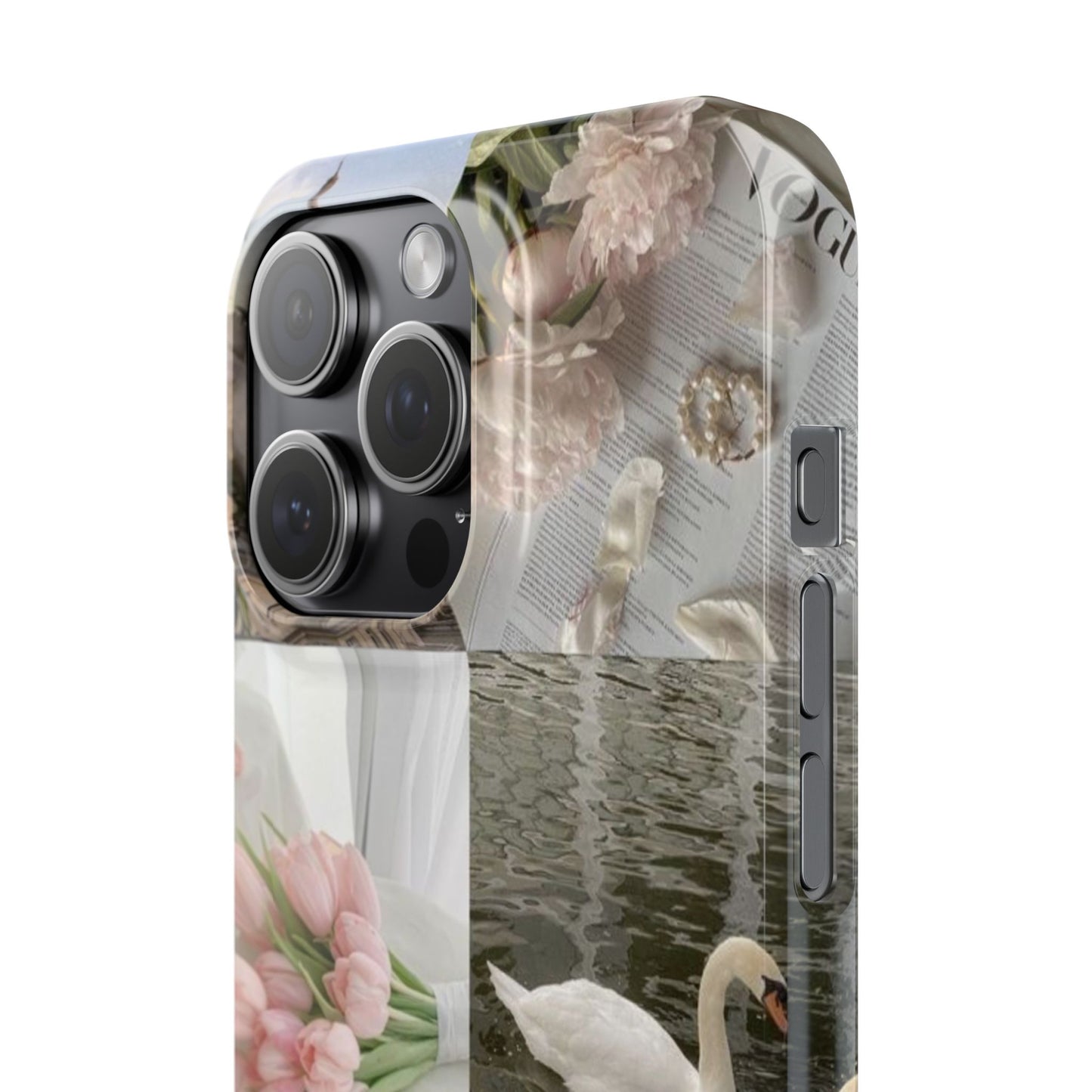 Elegant Floral Slim Phone Case - Chic Design with Swans and Blooms